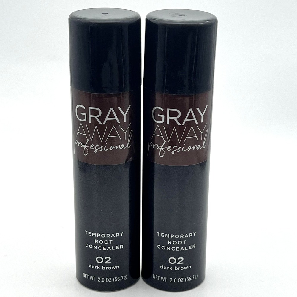 Gray‎ Away Professional Temporary Root Spray 2oz Dark Brown Hair Lot of 2 Cans